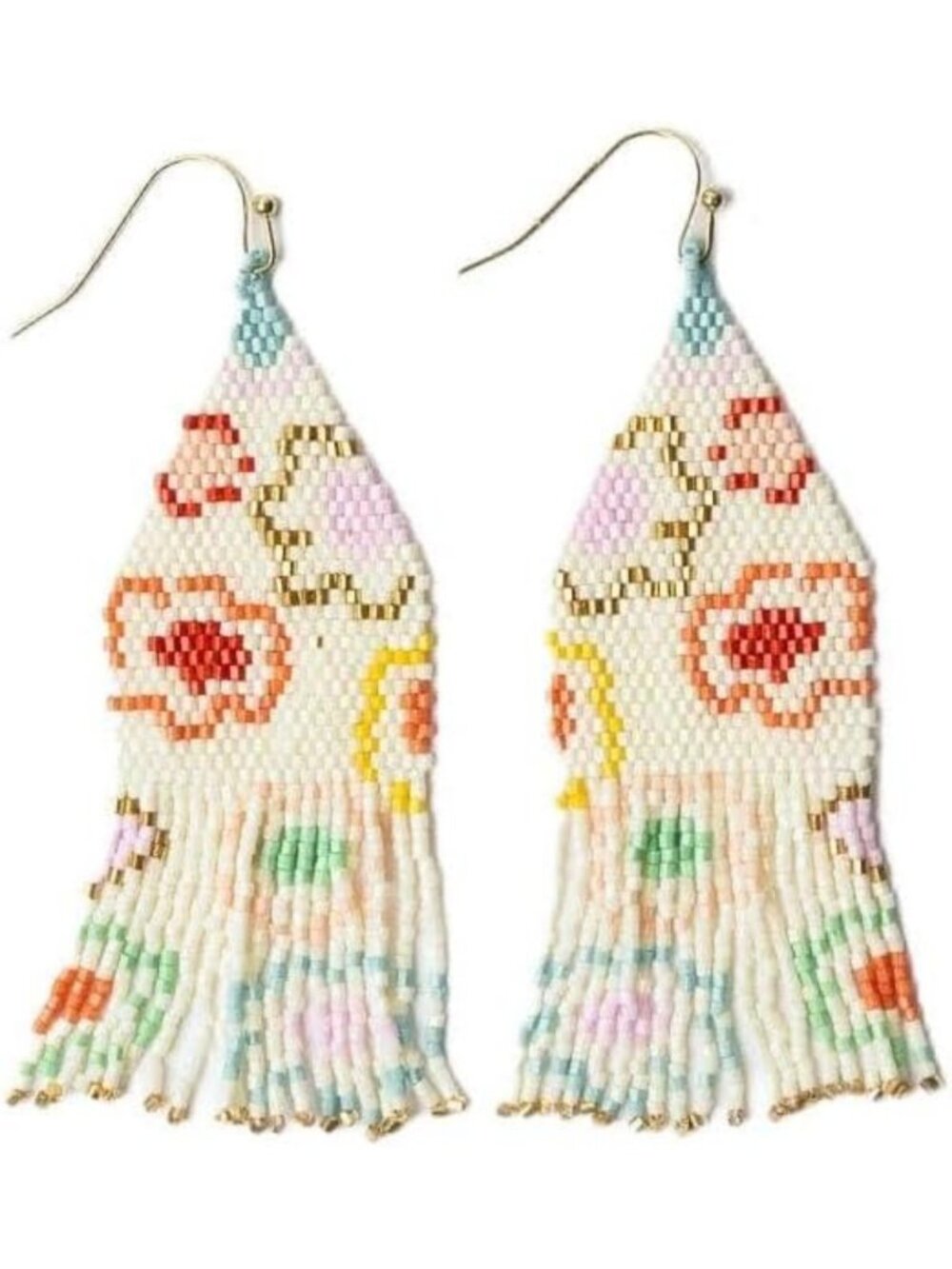 Handcrafted Floral Beaded Fringe Earrings - Lightweight Boho Chic Jewelry for